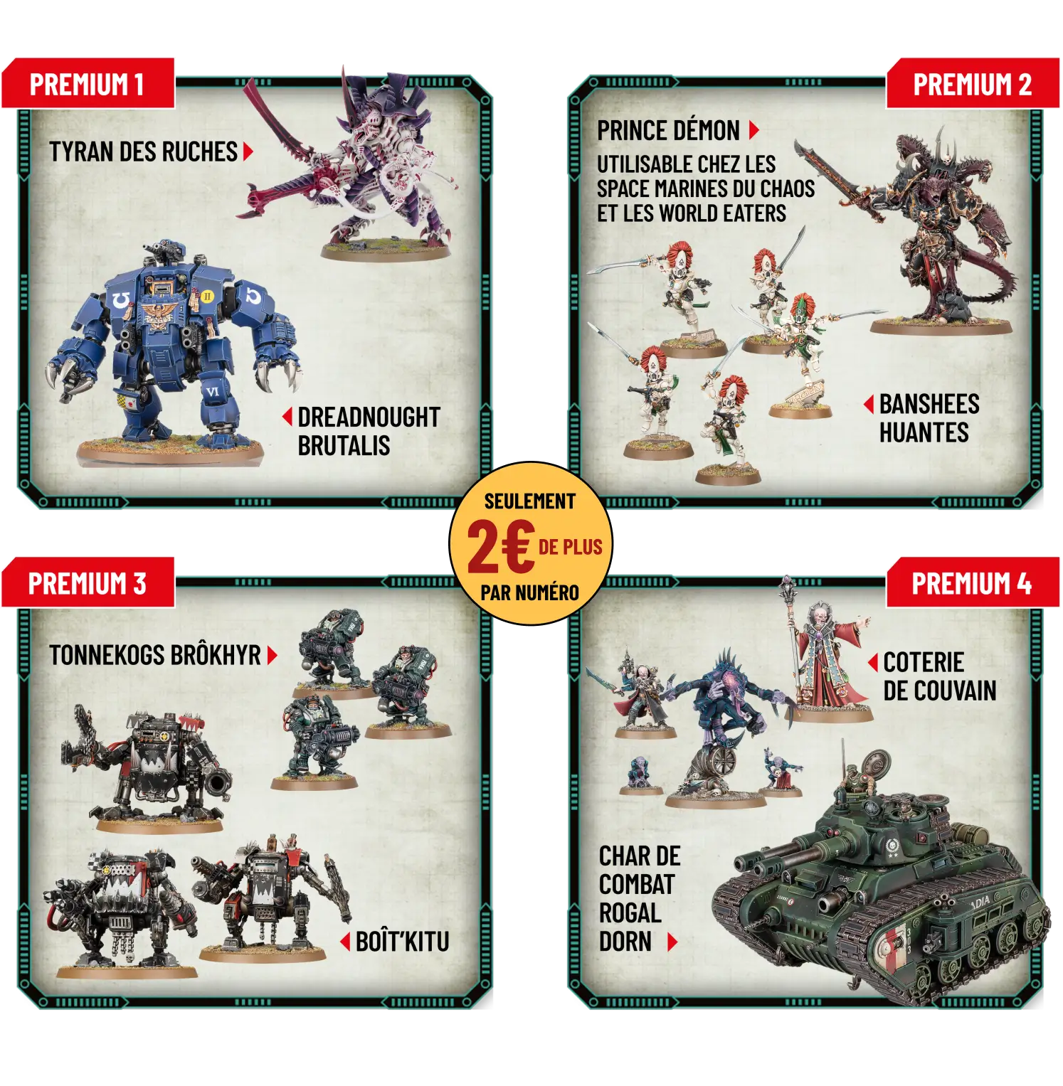 4 sets exclusifs comprenant des fascicules et de nombreuses figurines Warhammer